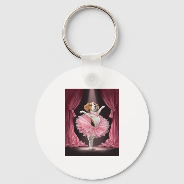 Porte-clés Ballerine Beagle � Danse de chien drôle (Recto)
