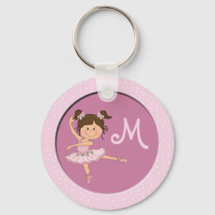 Porte-clés Ballerine rose mignonne 1 Monogramme personnalisé