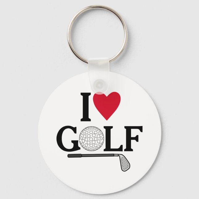 Porte-clés Balles de golf personnalisables J'adore (Recto)
