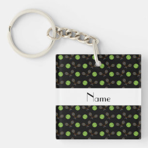 Porte-clés Balles de tennis noires nommées personnalisées