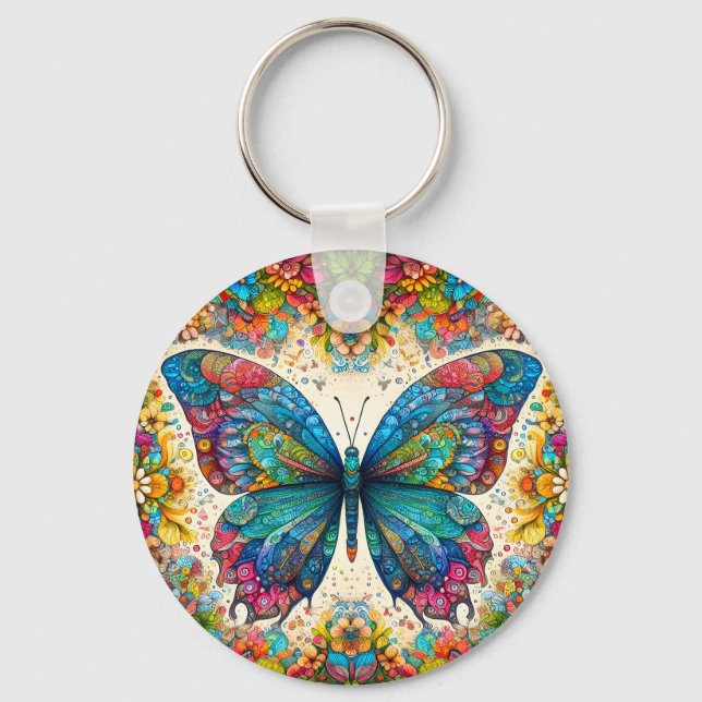 Porte-clés Ballet arc-en-ciel d'un papillon (Recto)