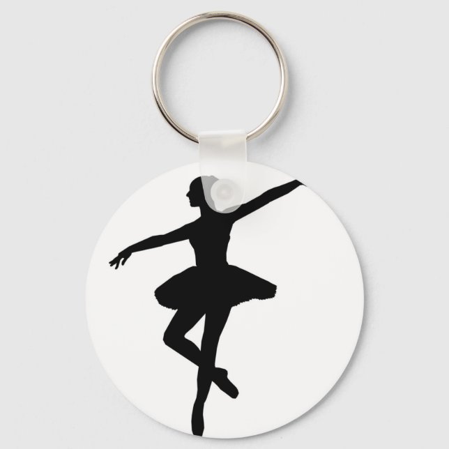 Porte-clés Ballet simple Ballerina noir blanc (Recto)