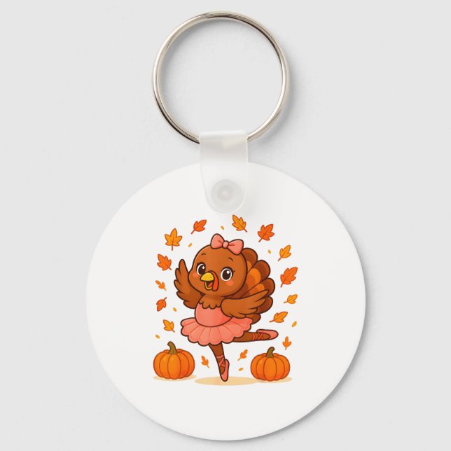 Porte-clés Ballet Turkey Pumpkin Autumn Ballerinas Dancing Th (Recto)