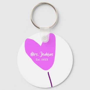 Porte-clés Ballon coeur rose Mme ajouter nom est. Ajouter ann