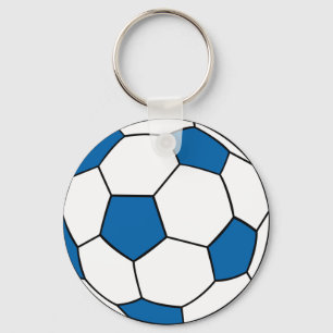 Porte-clés ballon de football bleu et blanc