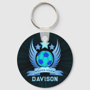 Porte-clés Ballon de Football Bleu Néon   Cadeaux de Sport Co