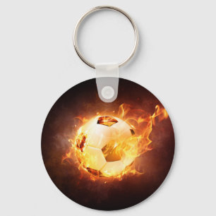 Porte-clés Ballon de football du football sur le feu