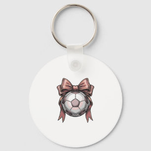 Porte-clés Ballon de football vintage à ruban rose