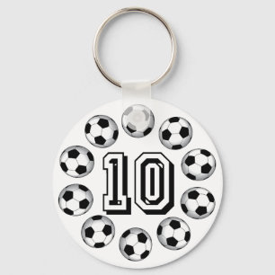 PORTE-CLÉS BALLONS DE FOOTBALL ET NUMÉRO 10