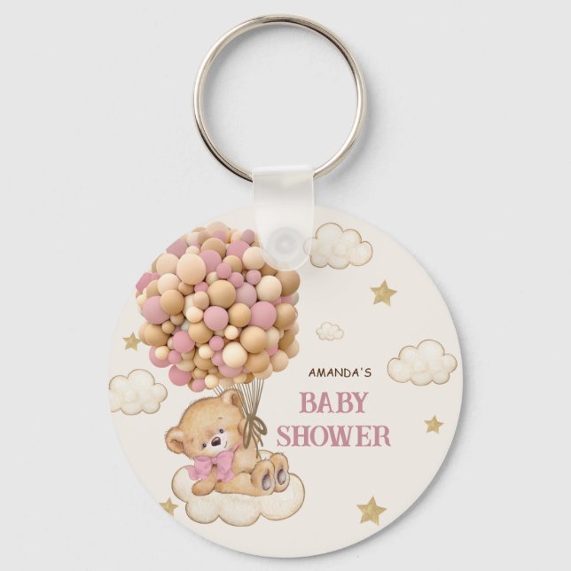 Porte-clés Ballons Teddy Bear beige Rose (Recto)