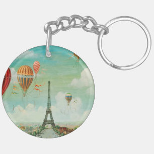 Porte-clés Ballons vintages de PixDezines au-dessus de Paris