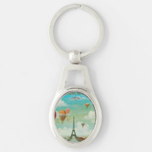 Porte-clés Ballons vintages PixDezines au-dessus de Paris