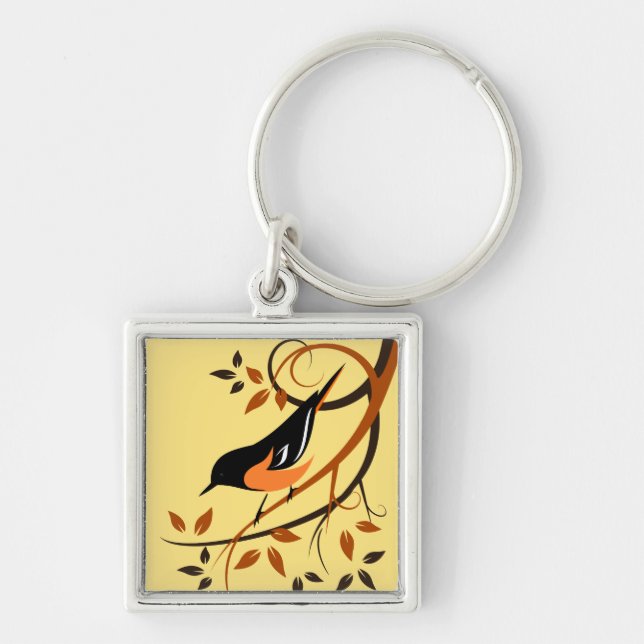 Porte-clés Baltimore Oriole Stylisé Design d'oiseaux (Devant)