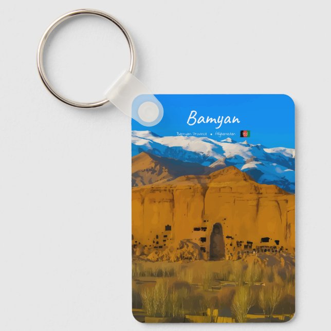 Porte-clés Bamyan, Afghanistan - Vallée des falaises de Boudd (Recto)