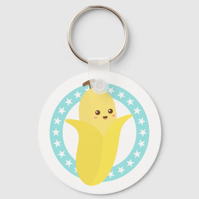 Porte-clés Banane Fruit Mignonne et Heureuse (Recto)