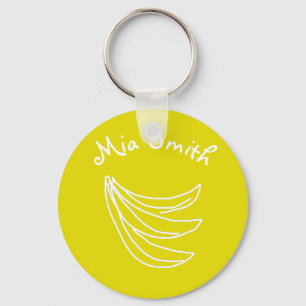 Porte-clés Banane heureuse jaune funky