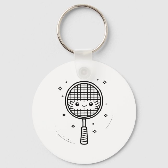 Porte-clés Bande dessinée Badminton Racket (Recto)