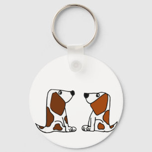 Porte-clés Bande dessinée drôle de chiots de Basset Hound