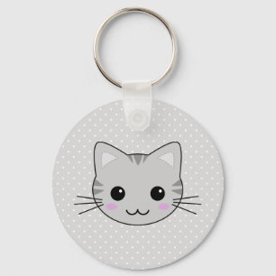 Porte-clés Bande dessinée grise mignonne de chat tigré de