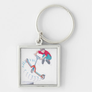 Porte-clés bande dessinée micro de tour de microscooter de