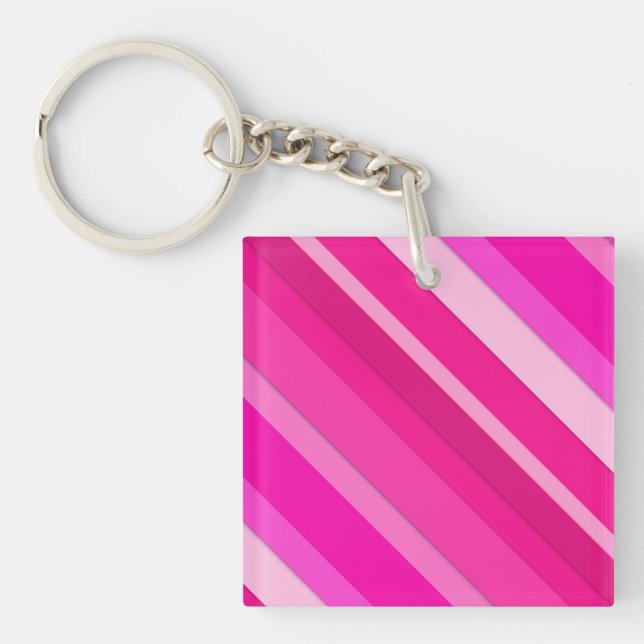Porte-clés Bandes de bonbons en couches - rose et fuchsia (Devant)