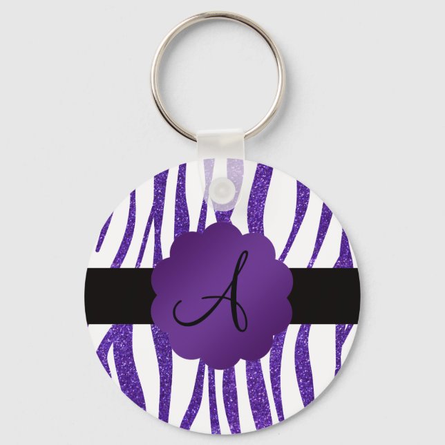 Porte-clés Bandes de parties scintillant violet monogramme (Recto)