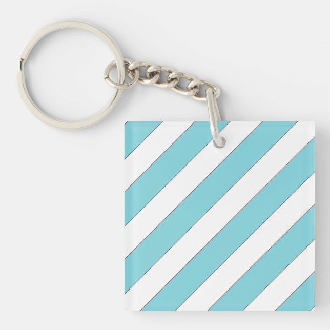 Porte-clés bandes diagonales bleu clair (Devant)