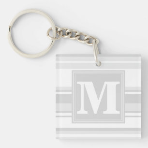 Porte-clés Bandes gris clair monogrammes