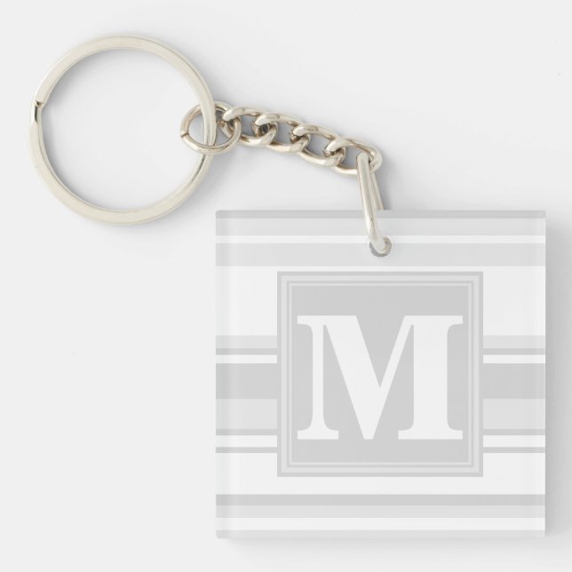 Porte-clés Bandes gris clair monogrammes (Devant)