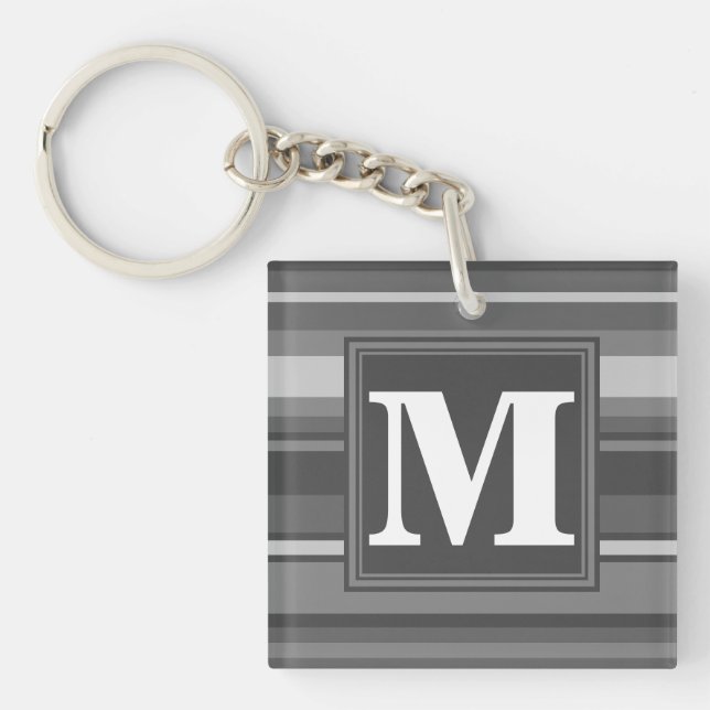 Porte-clés Bandes gris monogramme (Devant)