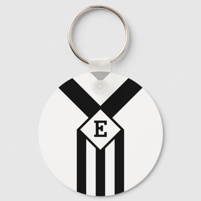 Porte-clés Bandes noires et Chevrons avec Monogramme sur blan (Recto)