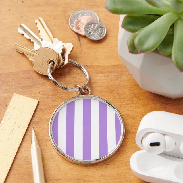 Porte-clés Bandes pourpres, Blancs, Motif rayé (Bureau)