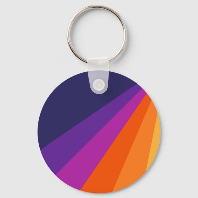 Porte-clés Bandes rétro en diagonale violette et orange (Recto)
