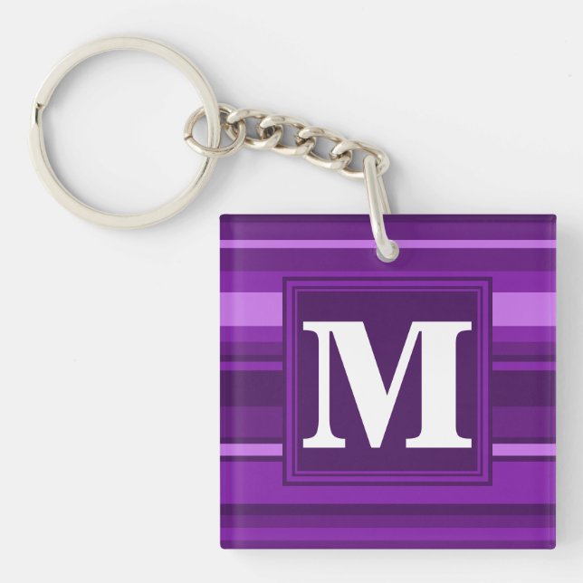 Porte-clés Bandes violettes monogrammes (Devant)