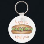 Porte-clés Banh Mi (Between Me) and You Vietnamese Sandwich<br><div class="desc">Features an original illustration of a delicious Vietnamese banh mi sandwich, with BANH MI AND YOU in a fun font. Great for your favorite foodie! Don't see what you're looking for? Need help with customization? Click "rebeccaheartsny" (upper right corner) then "contact this designer" to have something created just for you!...</div>