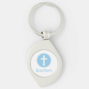 Porte-clés Baptême, Nom personnalisé, Enfant de Dieu Bleu