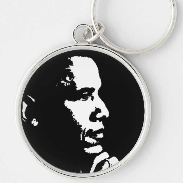 Porte-clés Barack Obama - Profil noir et blanc (Devant)