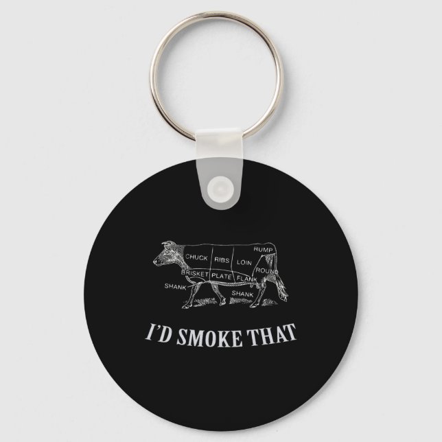 Porte-clés Barbecue cool - Je fumerais ça - Boeuf  (Recto)