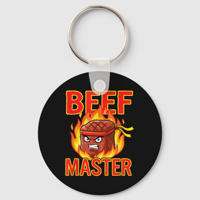 Porte-clés Barbecue de grillade de steak drôle de maître de b (Recto)
