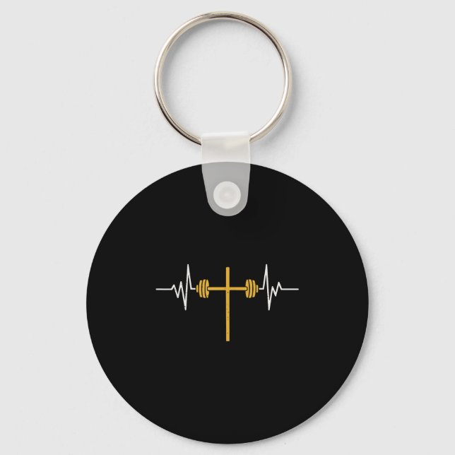 Porte-clés Barbell Cross Dumbbell Jesus Funny Christian Worko (Recto)