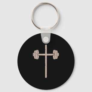 Porte-clés Barbell Cross Haltère Foi-Fitness Workout Chrétien