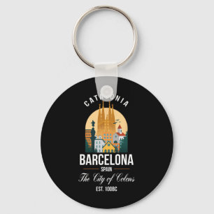 Porte-clés Barcelona Espagne Skyline Souvenirs Famille Vacanc