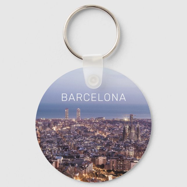 Porte-clés Barcelone Catalogne Sunset Skyline Espagne Citysca (Recto)