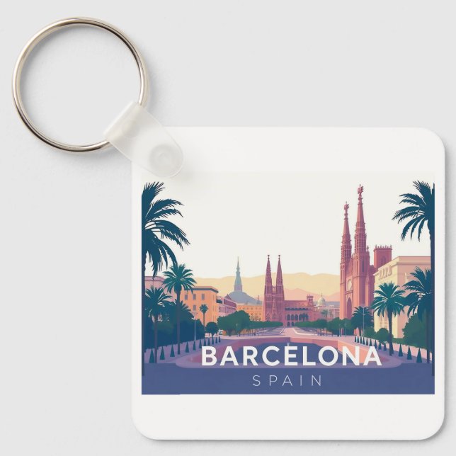Porte-clés Barcelone Espagne Cathédrale de Barcelone Voyage (Recto)