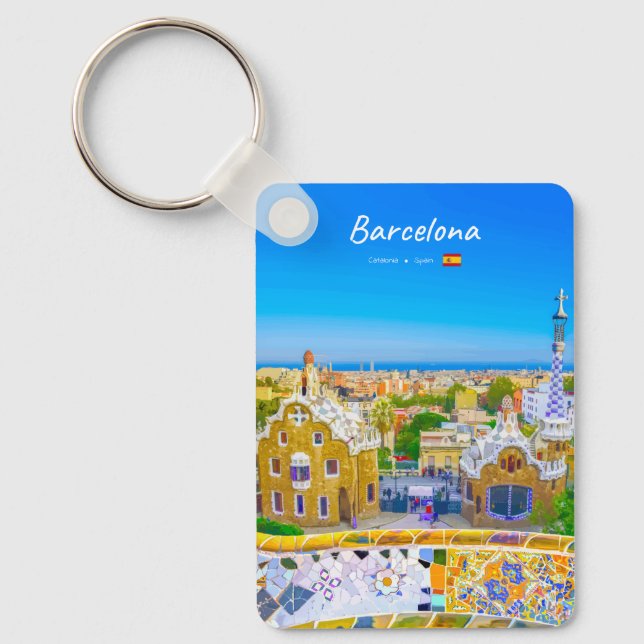 Porte-clés Barcelone, Espagne - Parc Guell Mosaïque Classique (Recto)