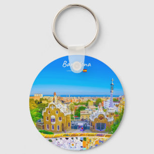 Porte-clés Barcelone, Espagne - Parc Guell Mosaïque Gaudi