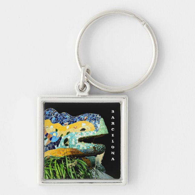 Porte-clés Barcelone, Gaudi - lézard, Espagne - ville (Devant)