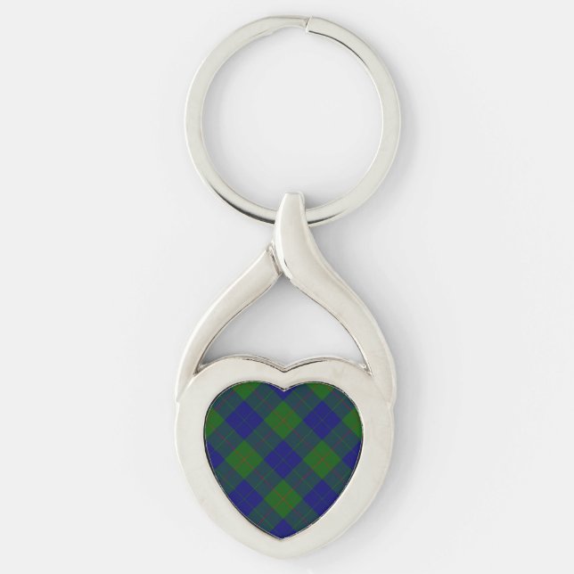 Porte-clés Barclay tartan bleu vert carreau (Devant)
