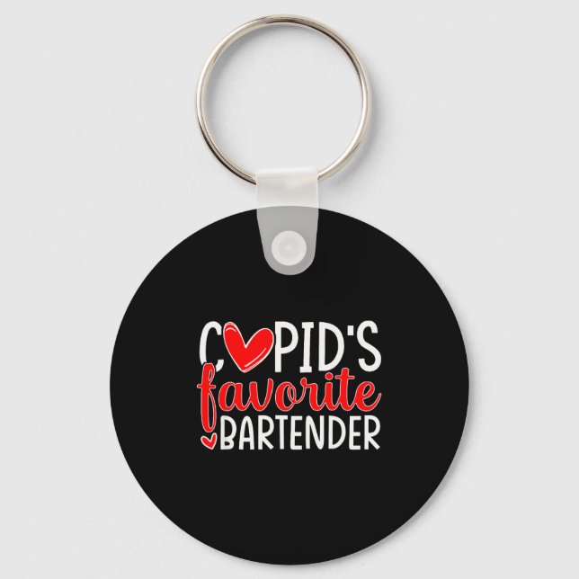 Porte-clés Barman préféré de Cupidon Cœurs drôles Saint-Valen (Recto)