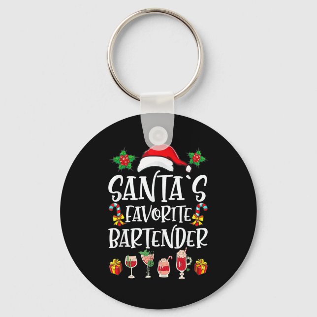 Porte-clés Bartender Xmas Gift Santa's Favorite Bartender Chr (Recto)